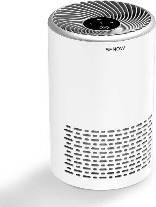 Air Purifiers For Bedroom - Portable Air Purifier Covers Up to 215 ft² Remove Smoke Pollen Dander Hair Smell, with Sleep Mode Speed Control For Home Office Living Room Drom, SAP200C, White