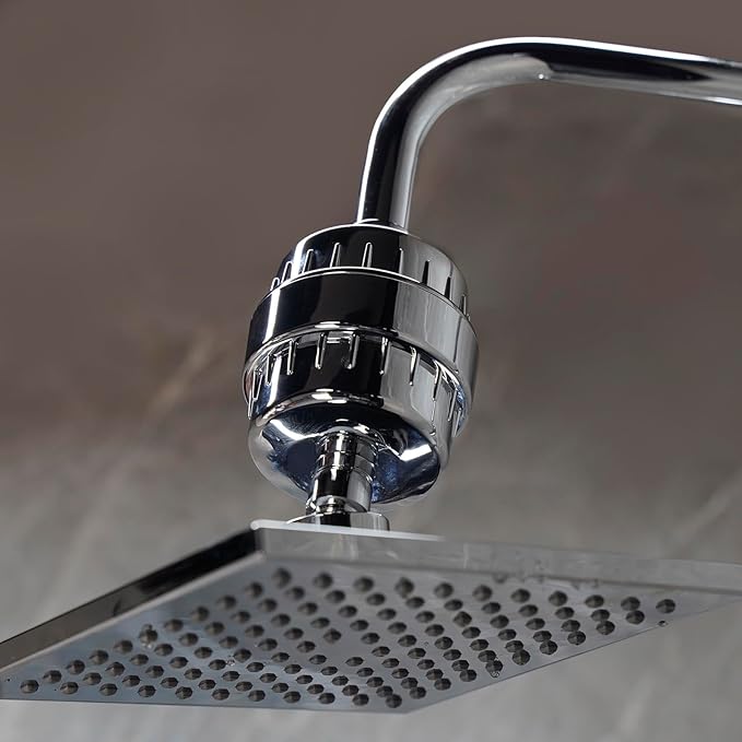 SOLVEX 15 Stage Shower Water Filter - Shower Head Filter, Remove Chlorine Heavy Metals and Other Sediments, Vitamin C Water Softener Reduces Dry Itchy Skin（Chromed),US-SP-50090
