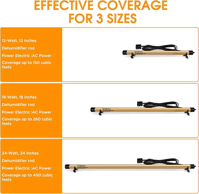 Gun Safe Dehumidifier Rod - High Power, Easy Installation Plug-in Dehumidifier, Superior Moisture, Keep Dry for Gun Safes,Cabinets, Closets (18 Inch)