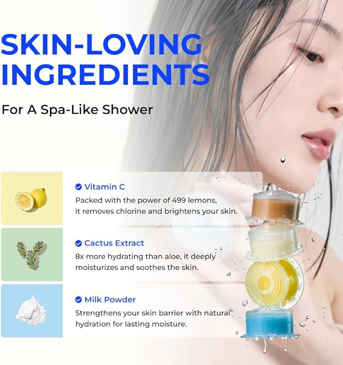 Bodyluv Vita Puresome Shower Head, One purification filter cartridge included, Handheld Hard Water Softener, Strong Water Pressure Water Saving For Bathroom (Hinokki)