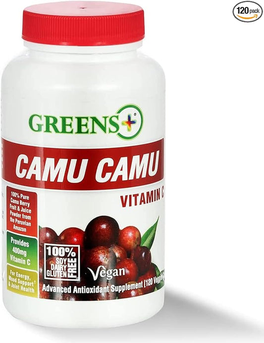 Greens+ SuperFruit Supplement, Amazon Camu Berry with Vitamins & Minerals, High ORAC Antioxidants, 400mg Natural Vitamin C, 120 Veggie Capsules