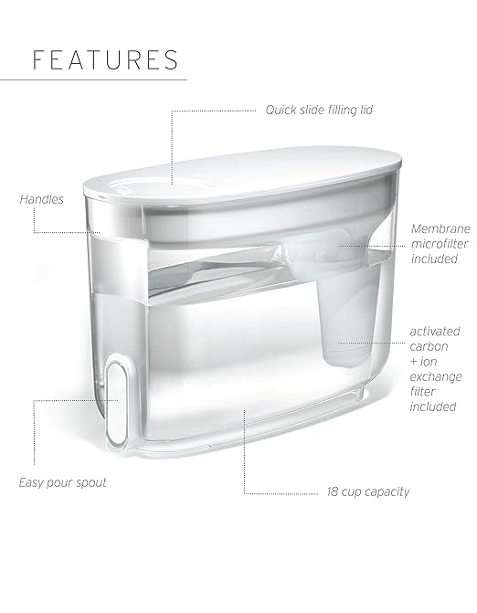 LifeStraw Home – Water Filter Dispenser, 18-Cup, BPA-Free Plastic, Tested to Protect Against Bacteria, Parasites, Microplastics, Lead, Mercury, and a Variety of Chemicals, White