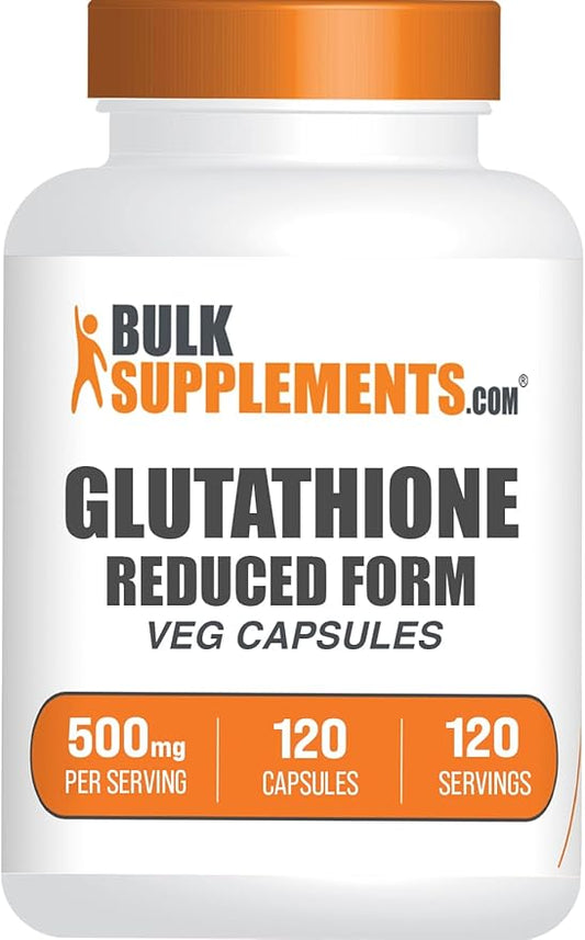 BulkSupplements.com Glutathione Reduced Capsules - Glutathione Supplement - Gluten Free, 1 Capsule Per Serving, 120 Capsules (Pack of 1)