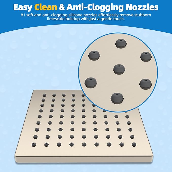 Hibbent Metal Filtered Shower Head, 6'' High Pressure RainShower Head, 20 Stage Shower Filter for Hard Water Softener, Bathroom Rainfall Shower Head to Remove Chlorine and Heavy Metal, Brushed Nickel