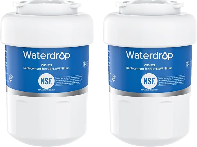 Waterdrop WD-F13 Replacement for GE® MWF® Water Filter, SmartWater® MWFP, GWF, HDX FMG-1, RWF1060, GSE25GSHECSS, 2 Filters(Package May Vary)
