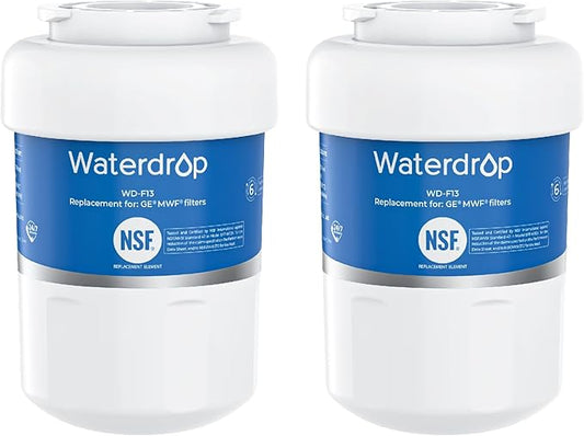 Waterdrop WD-F13 Replacement for GE® MWF® Water Filter, SmartWater® MWFP, GWF, HDX FMG-1, RWF1060, GSE25GSHECSS, 2 Filters(Package May Vary)