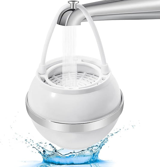 Bath Filter for Tub,Bath Water Filter for Softer Hair&Skin, 8 Stage Filtration bathtub water filter 2,500 Gallons Capacity, 6 Dimensional effect，BPA Free Easy to Install for Home, Hotels&Spa（White）