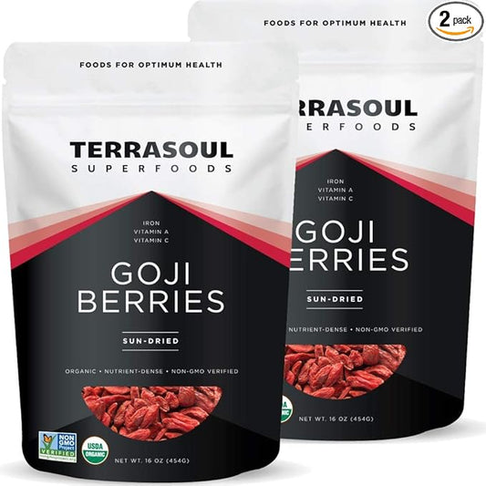 Terrasoul Superfoods Organic Goji Berries, 2 Lbs (2 pack) - Large Size | Chewy Texture | Premium Quality | Lab-Tested…
