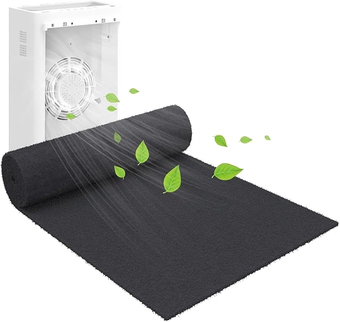 Cut to Fit Activated Carbon Air F ilter Sheet 16"x 48"x 1/4",Universal Charcoal Replacement F ilter Pad for Air Purifier,Furnace,AC,Range Hood,3D Printer