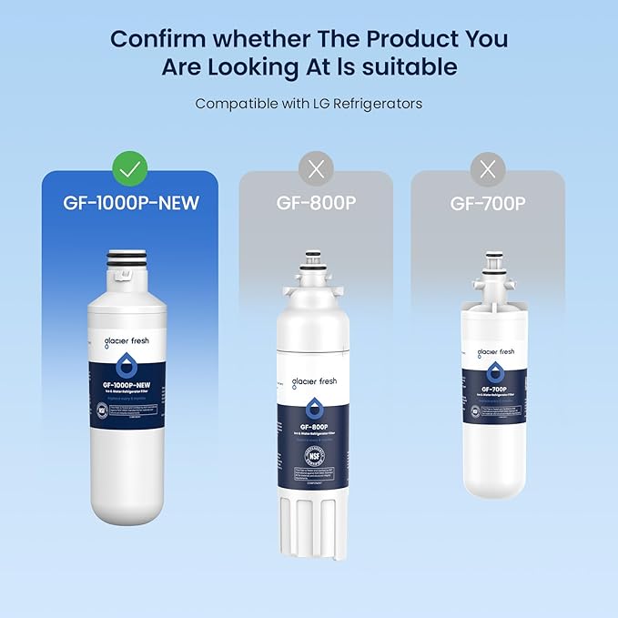 GLACIER FRESH Water Filter LT1000PC Replacement for Refrigerator, Compatible with MDJ64844601, ADQ747935 ADQ74793504 Water Filter (3 Pack)