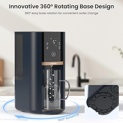Countertop Reverse Osmosis Water Filter, 5 Stage RO Water Filtration System with UV, 4:1 Pure to Drain, Innovative 360° Swivel Base, Portable No Installation Water Purifier with Water Pitcher