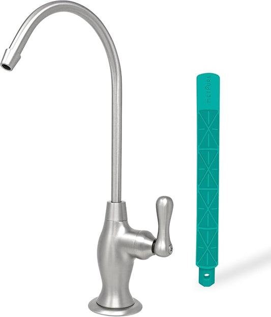 Non-airgap RO Faucet Reverse Osmosis Drinking Water Filtration System Water Dispenser Spout (Stainless Steel). Vase Style with Faucet Wrench RO-FW148. NSF Certified.