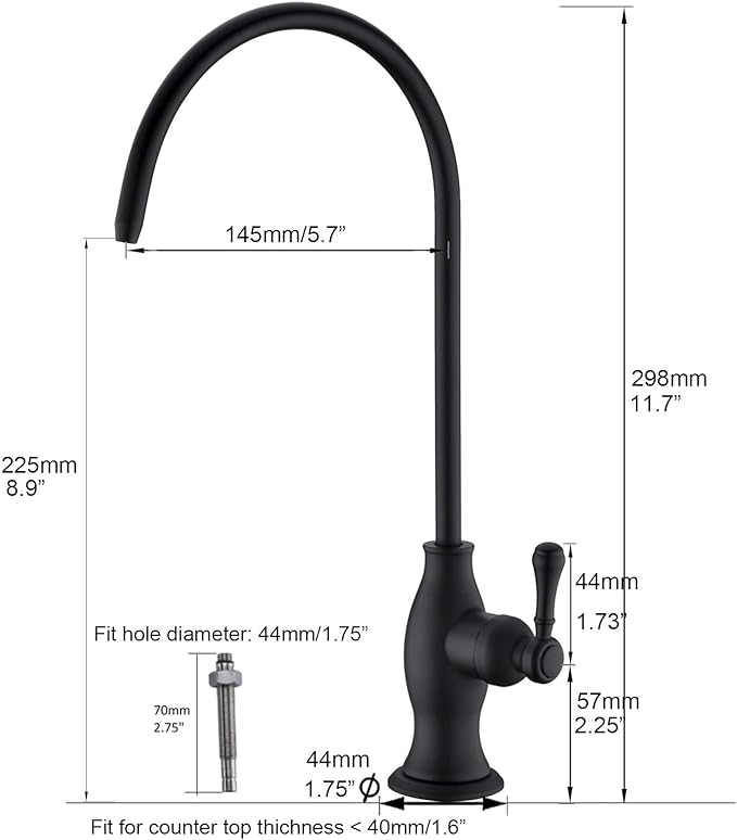 Delle Rosa Drinking Water Purifier Faucet, Commercial Water Filtration Faucets for Under Sink Water Filter System, Modern Best Brass Kitchen Bar Sink Drinking Water Faucet, Chrome