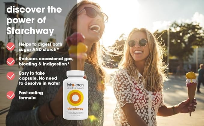 Starchway Digestive Enzymes - 150 capsules | Supplement for Starch & Sucrose Intolerance | Helps Digest Sugars & Starchy Foods | Invertase & Gluco-Amylase Enzymes | Pure & Vegan | Low FODMAP
