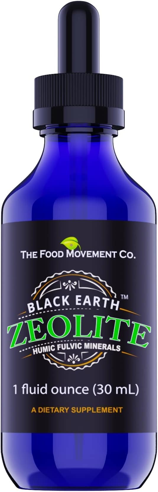 Black Earth Zeolite with Humic Fulvic Acids Trace Minerals for Adults and Kids for Detox, Gut Health and Immune Support - 1oz Liquid Drops Supplement
