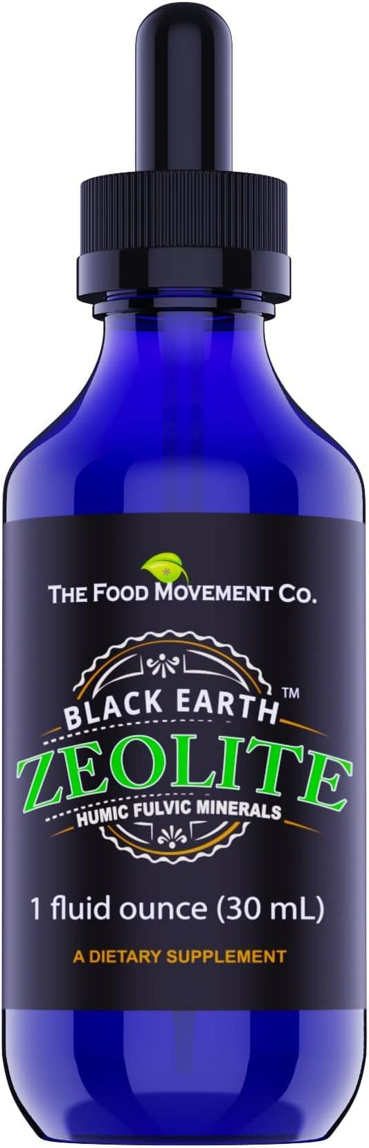 Black Earth Zeolite with Humic Fulvic Acids Trace Minerals for Adults and Kids for Detox, Gut Health and Immune Support - 1oz Liquid Drops Supplement