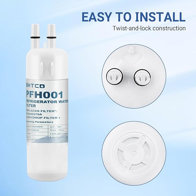 Water Filter Replaces WRS325SDHZ/ WRS325FDAM/ WRS325SDHW/ WRS325SDHB/ WRS325FDAW/ WRS325FDAB/ WRS325SDHV Model for Whirlpool Refrigerator- NSF Certified(3Pcs)