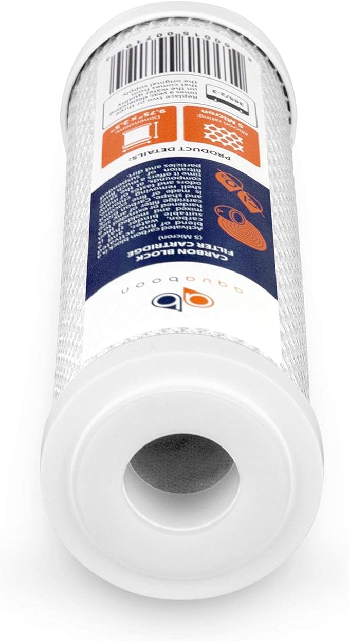 Aquaboon 5 Micron 10 x 2.5 House Water Filters Cartridges, Set of 12 | Sediment & Carbon Filter Replacements Compatible with WHKF-WHWC, P5, WHKF-GD05
