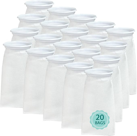20 Pack 4 Inch Ring Felt Filter Socks 200 μm Compatible with Waterbox Marine X 60.2, 90.3, and 110.4, Aquarium Filter Bags for Saltwater, 4 Inch Ring by 10.4 Inch Long