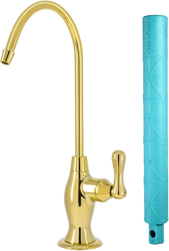 Non-airgap RO Faucet Reverse Osmosis Drinking Water Filtration System Water Dispenser Spout (Bright Gold). Vase Style with Faucet Wrench RO-FW148. NSF Certified.