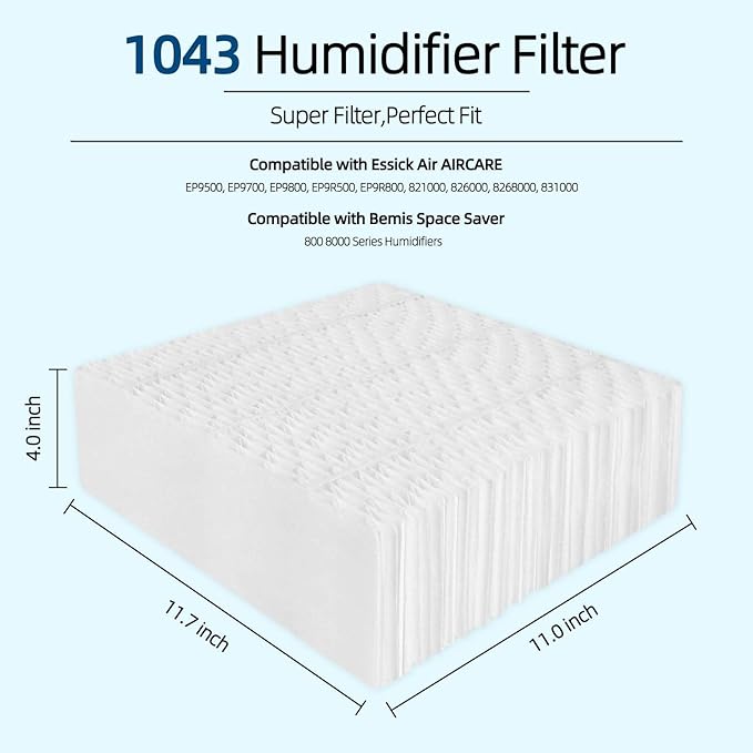 2-Pack 1043 Humidifier Filter Replacement: for Essick Air AIRCARE EP9500, EP9700, EP9800, EP9R500, EP9R800, 821000, 826000, 826800, 831000 and Bemis Space Saver 800 8000 Super Wick Humidifiers