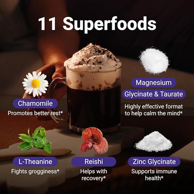 MoonBrew Nighttime Magnesium Hot Cocoa, Natural Sleep Aid Drink Mix for Adults, 3-Pack - Calming Melatonin-Free Sleep Support - Sleepy Hot Chocolate Powder with L-Theanine, Chamomile & Zinc Glycinate