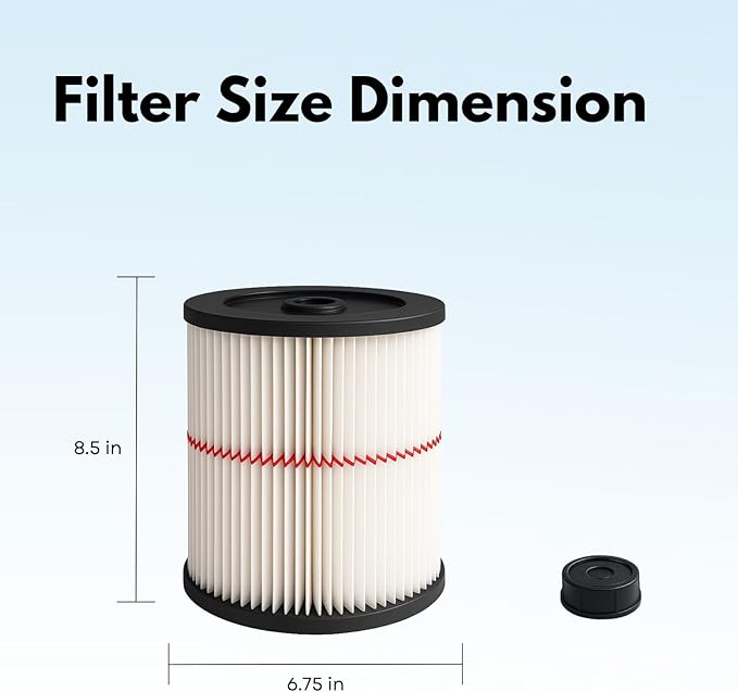Nispira 9-17816 17816 Red Stripe Replacement HEPA Filter for Craftsman Craftsman Shop Vac Wet/Dry Vacuum 5/6/8/12/16/32 Gallon Larger, 1 Pack