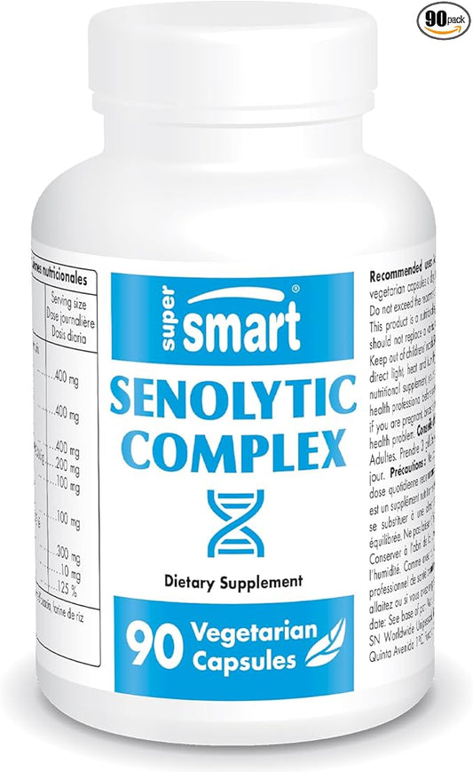 Supersmart - Senolytic Complex (Advanced Formula) - with Fisetin, Quercetin, Bromelain - Patented Ingredients - Senolytic Supplement | Non-GMO & Gluten Free - 90 Vegetarian Capsules