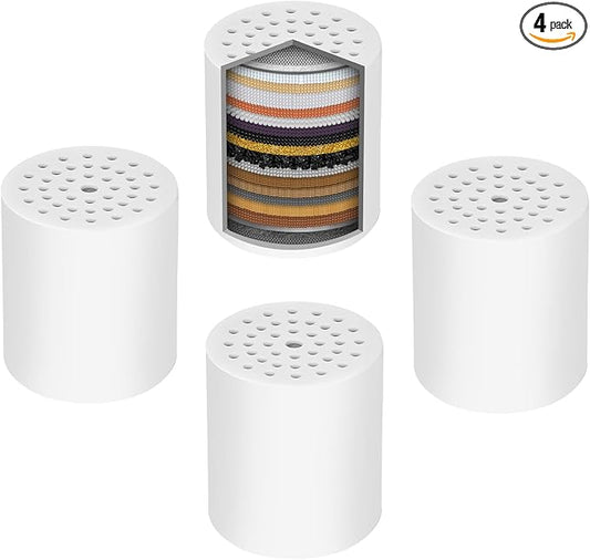 Universal Shower Filter Replacement Cartridge, 4 Pack 20 Stage Shower Head Filter for Hard Water, Microporous Pressurization High output Water Filter Compatible Similar Design, 10000 Gallons 3 Month