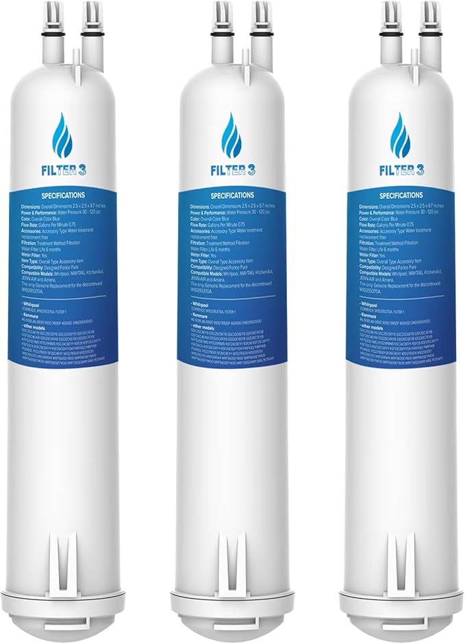 EDR3RXD1 Replacement Compatible with Filter 3, EDR3RXD1B, 4396841, 4396710, 46-9083, 46-9030, RW004 Refrigerator Water Filter, 3 Pack