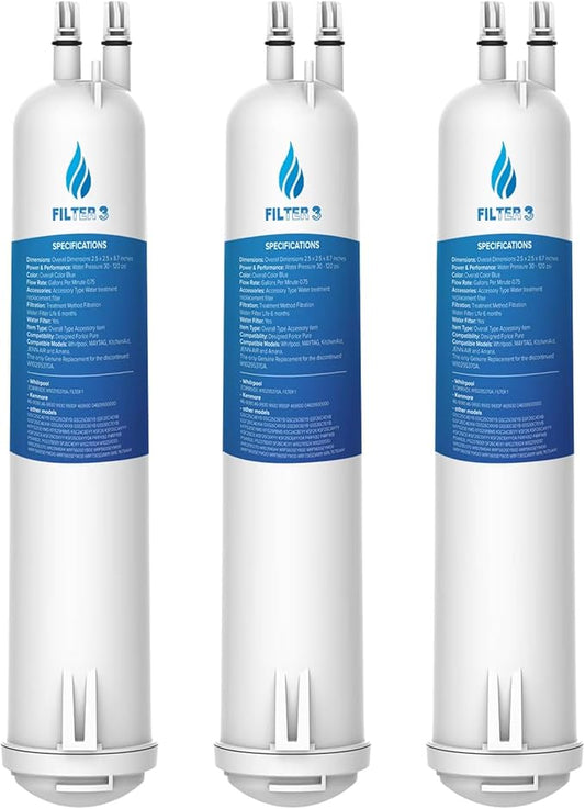 EDR3RXD1 Replacement Compatible with Filter 3, EDR3RXD1B, 4396841, 4396710, 46-9083, 46-9030, RW004 Refrigerator Water Filter, 3 Pack