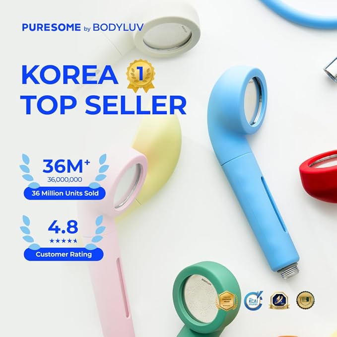 BODYLUV - Puresome Handheld Shower Head (Ver.1), Strong Water Pressure, Water Saving Filter For Bathroom (Handheld Shower Head with Silicon Cover) (Deep Black)