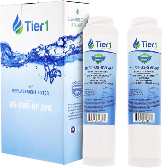 Tier1 Undersink Water Filter Replacement for GE FQSVF, GXSV65, GNSV70, GNSV75 - Carbon Block Media Reduces Chlorine and Other Water Contaminants - 2 Pack