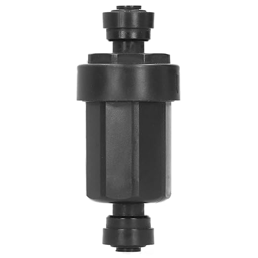 1/4in Irrigation Filter with Stainless Steel Strainer Quick Connect Filtration System for Courtyards Gardens Black 3.9x1.6in