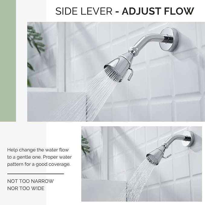 Angle Simple High Flow Shower Head, Brass Swivel Joint Adjustable Shower Sprayer, G 1/2, Chrome