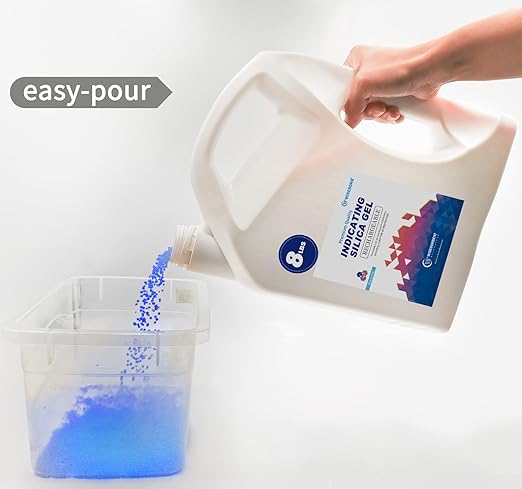 [Net Weight 16LBS] Blue Indicating Silica Gel Beads Desiccants - Rechargeable Desiccant Beads Silica Beads (Blue to Pink, 2 Packs of 8LBS)