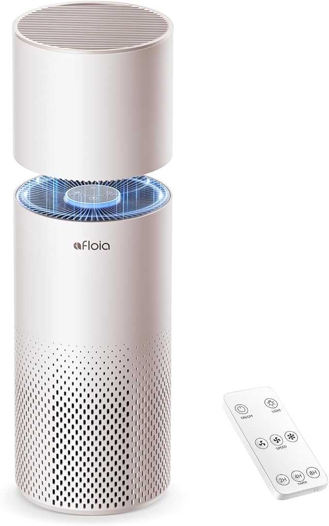 Afloia Humidifier and Air Purifier in One, Air Purifier and Evaporative Humidifier Combo for Home, 24dB Quiet Air Cleaner Remove Pets Dust Dander Hair Allergy Pollen Smoke Smell for Room, Pale Pink