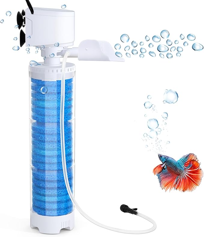 20-100 Gal Multifunction Power Aquarium Filter, Up to 320GPH Adjustable Bubble & Silent Dual Mode Internal Fish Tank Filter for Filtration, Oxygenation, Circulation, Wavemaker