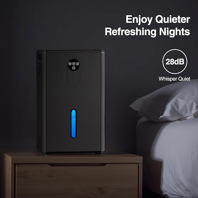 Dehumidifier, 72 OZ Water Tank Dehumidifiers for Home, 1076 sq. ft. Dehumidifier for Basement Bathroom Bedroom with Auto Shut Off, 7 Colors LED Light, Quiet Dehumidifiers with Sleep Mode