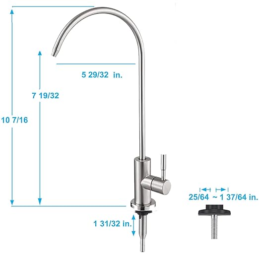 Brushed Nickel Drinking Water Purifier Faucet,Filtered Water Faucet for Kitchen, Sus304 Stainless Steel Beverage Faucet for Under Sink Water Reverse Osmosis Filter System with 1/2" 1/4" 3/8" Tube