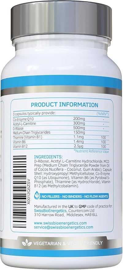 CardioDefence – 90 Capsules – a precise balance of CoQ10, D-Ribose, Acetyl L-Carnitine, B Vitamins and MCT to contribute to the normal function of the heart and reduce tiredness and fatigue