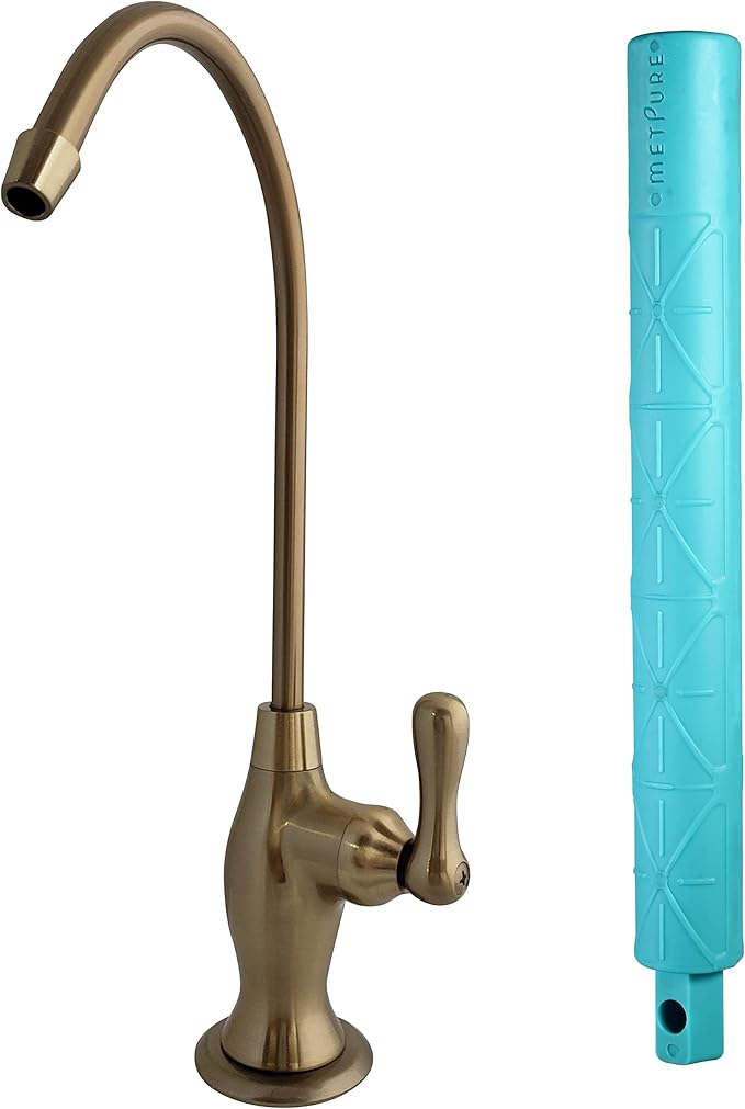Non-airgap RO Faucet Reverse Osmosis Drinking Water Filtration System Water Dispenser Spout (Brushed Gold). Vase Style with Faucet Wrench RO-FW148. NSF Certified.