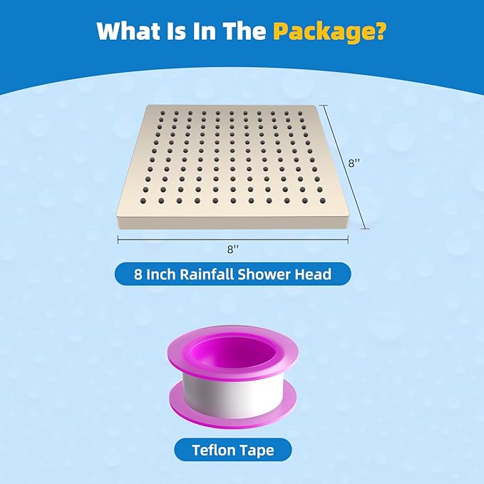 Hibbent Thickness Metal Rain Shower Head, 8 Inch High Pressure Rainfall Shower Head, Bathroom Waterfall Shower Heads, High Flow Fixed Showerheads with Adjustable Brass Ball Joint, Brushed Nickel