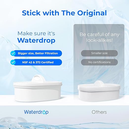 [Original] Waterdrop WD-PF-01A Plus Replacement Filters for All Waterdrop Pitcher Filtration System, Reduces PFAS, PFOA/PFOS, Chlorine, Last Up to 3 Months or 200 Gallons (Pack of 4)