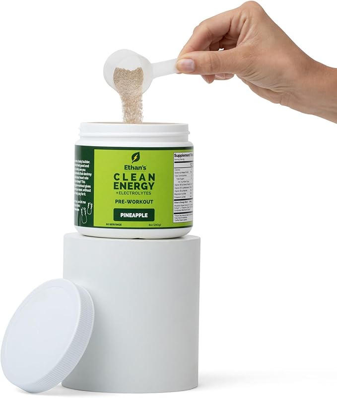 Ethan's Feel Good Pre-Workout & Hydration Drink Mix | Plant-Based Caffeine, Electrolytes, B-Vitamins - Pineapple