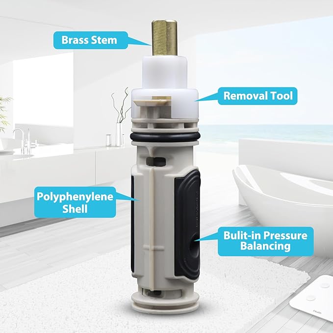 1222 Replacement Cartridge Compatible with moen One-Handle PosiTemp Faucets, Replacement Compatible with moen 1222 Shower Valve Cartridge,Metals & Plastics (1)