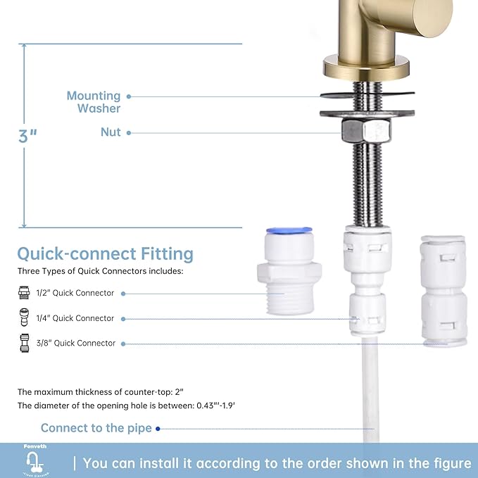 Drinking Water Faucet, Champagne Gold RO Faucet for Under Sink Water Filter System Reverse Osmosis Non-Air Gap for Kitchen
