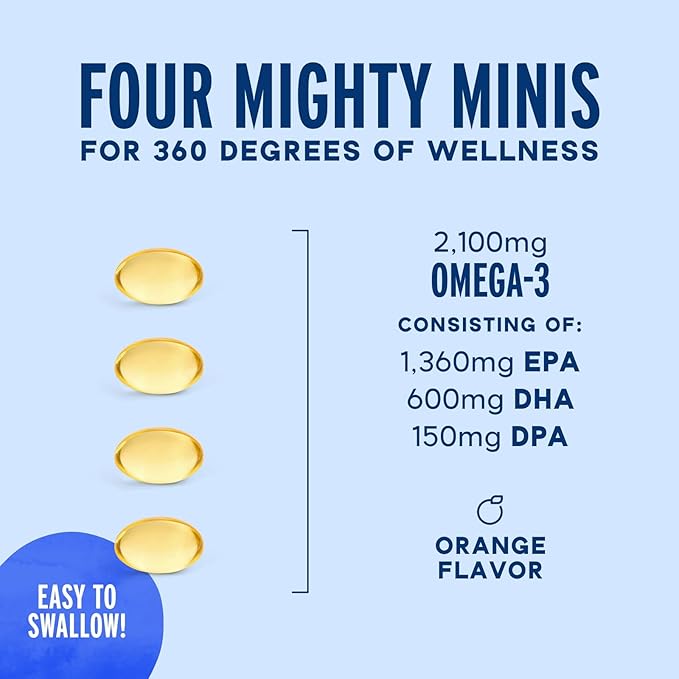 Oceanblue Omega-3 2100 Advanced Duo – Triple Strength Fish Oil with EPA, DHA, DPA – 120ct Minis + 60ct Softgels – Heart & Brain Support – Orange Flavor 2 Pack
