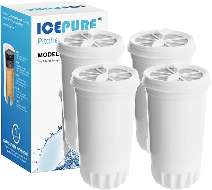 ICEPURE NSF53 Certified Multiple-Stage Replacement Water Filters, Pitcher Filters and Dispenser Filters Replacement for Zero Pitchers ZR-017, ZR-001, ZR-003, ZR-004, ZR-006, ZR-008, 0-TDS 4PACK