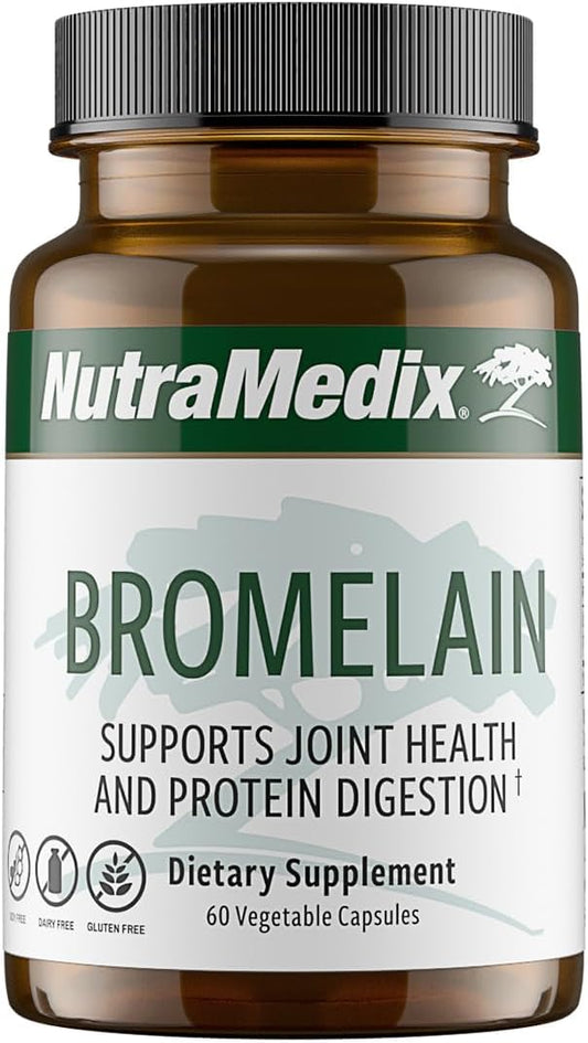 NutraMedix Bromelain Supplements - Proteolytic Enzymes from Pineapple Stems + Bromelain 1,000mg - Designed to Offer Digestion, Exercise and Joint Support - Gluten, Soy and Dairy-Free (60 Capsules)